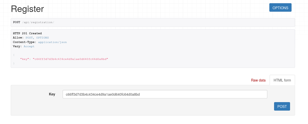 DRF session token obtained after a user's login