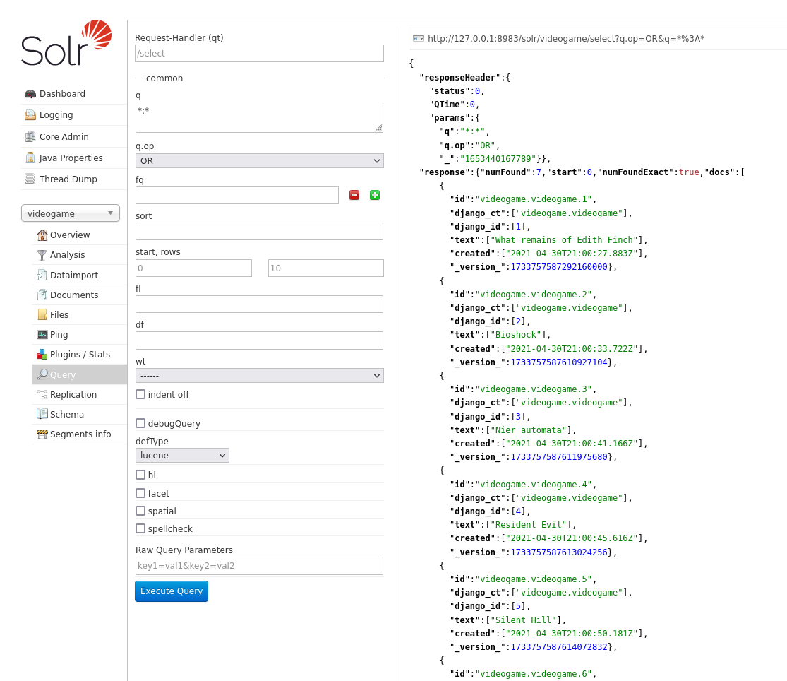 Reload core in solr