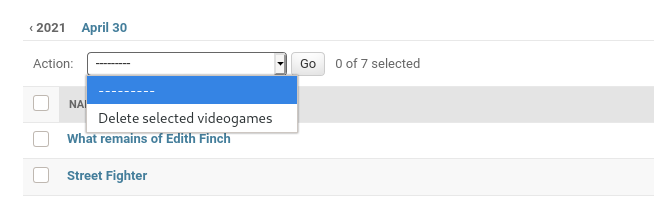 Delete action in django admin.