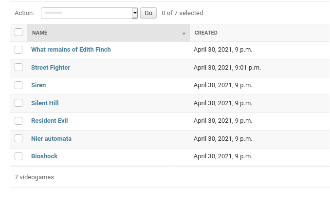 Models sorted alphabetically in descending order