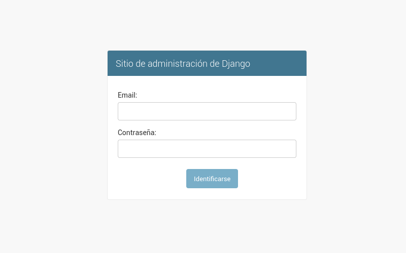 Administration panel login screen