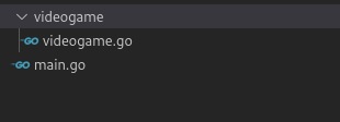 Project file structure, a folder called videogame, with a file of the same name inside