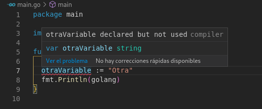 Compilation error in go due to unused variables
