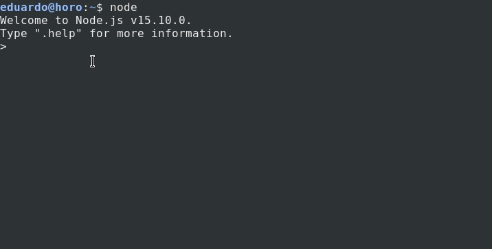 Nodejs terminal on GNU/Linux running javascript