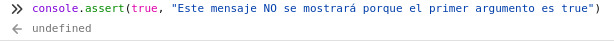 Console printout with console.assert for true
