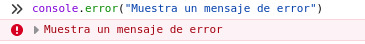 Error in console printed with console.error