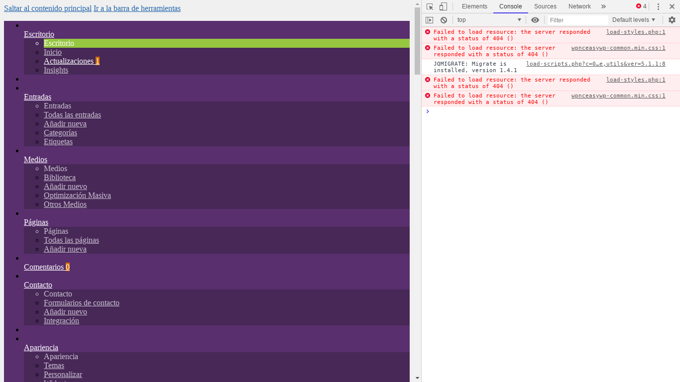 Problem loading css files in easywp