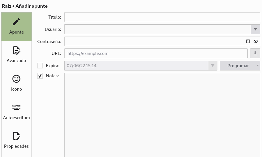 Create password in keepassxc