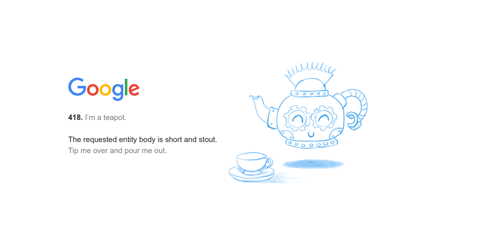 Code 418 response in google.